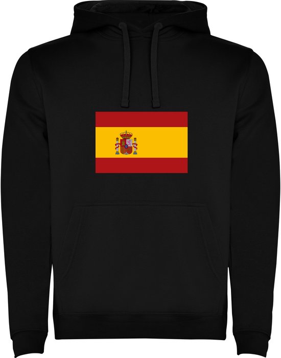 Sweat à capuche unisexe noir avec drapeaux du monde le pays Espagne marque Roly taille 2XL