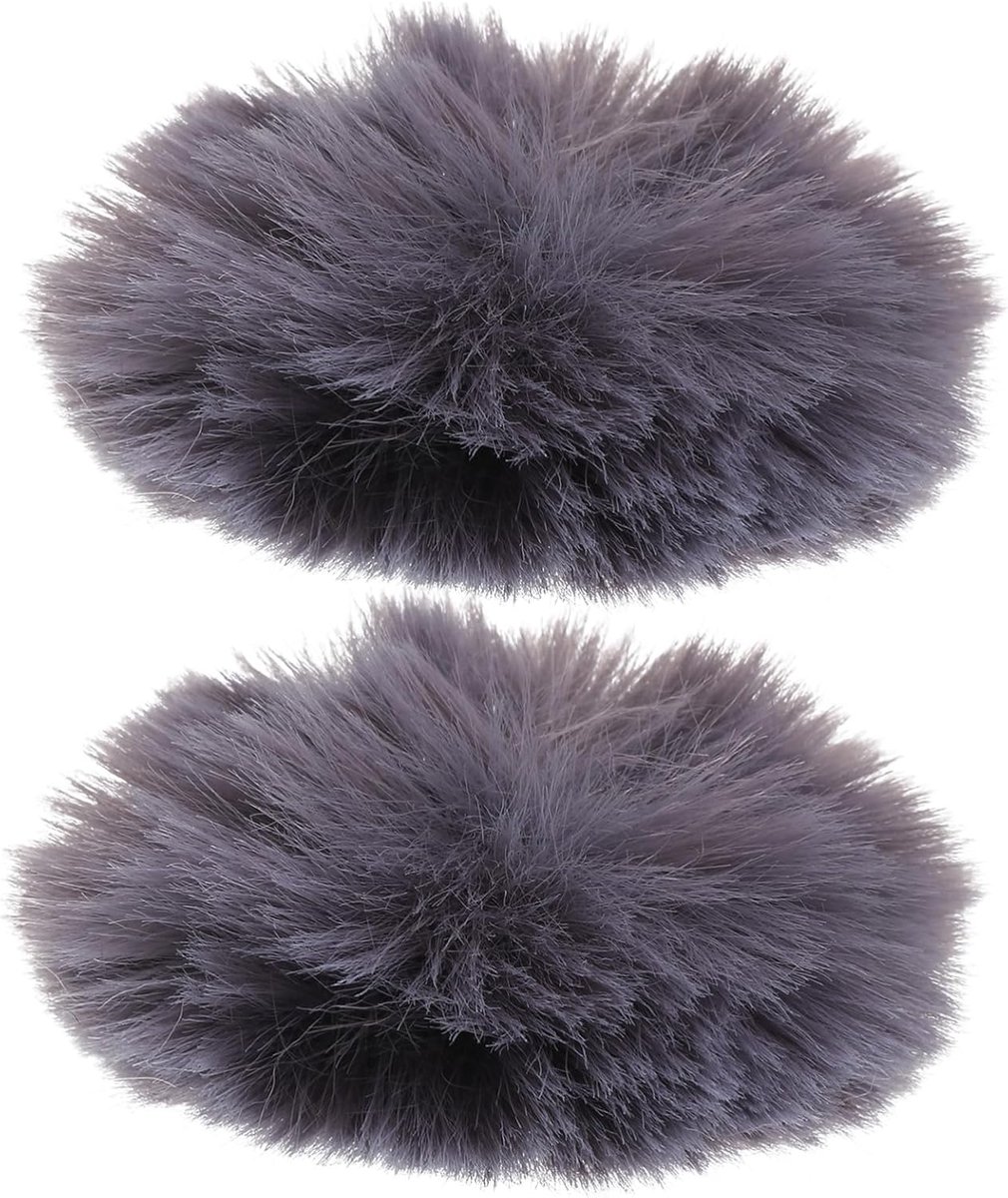 Microfoon Windkap - Fleecehoesjes - Buitenopnames - Dubbel Pack - 6x6x1 cm - Grijs