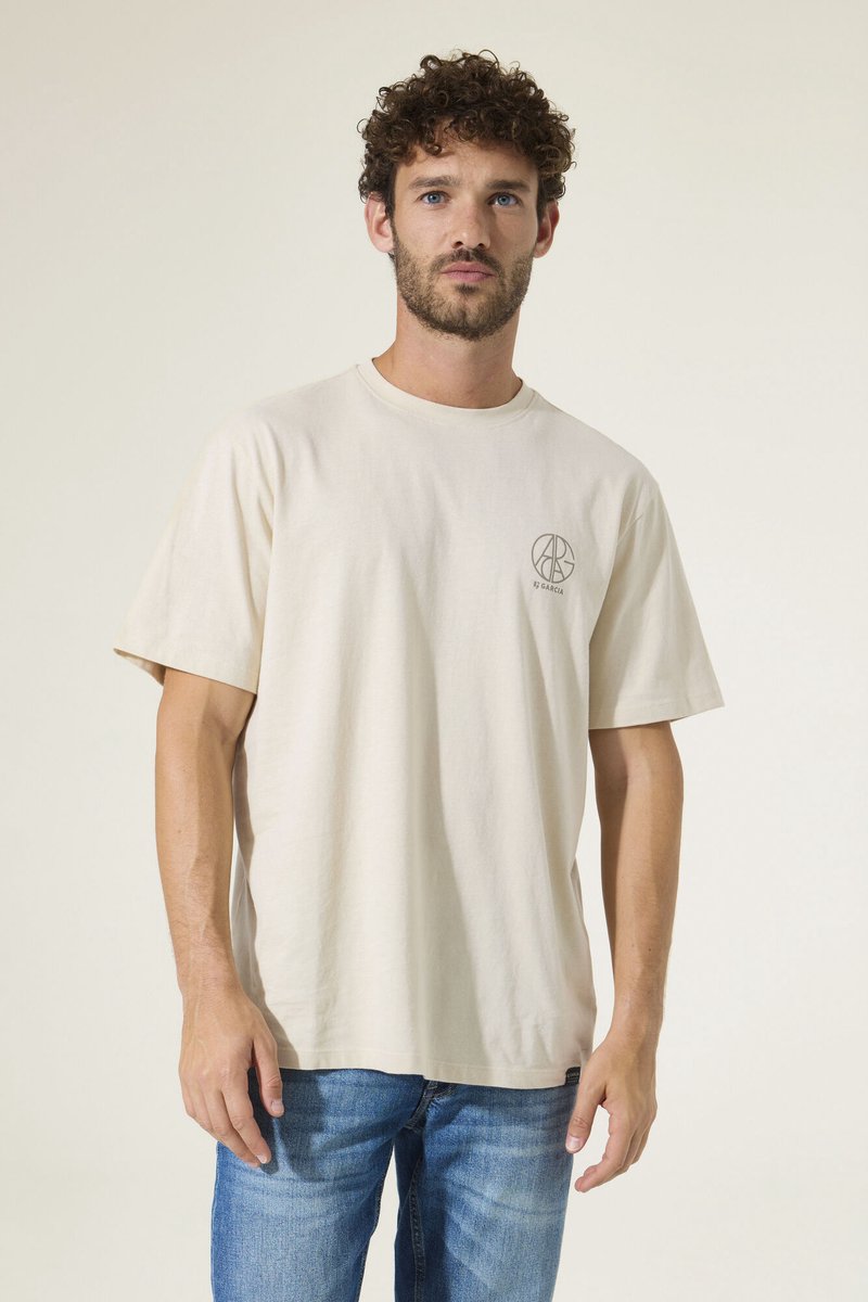 GARCIA Heren Print T-shirt Wit Korte mouw