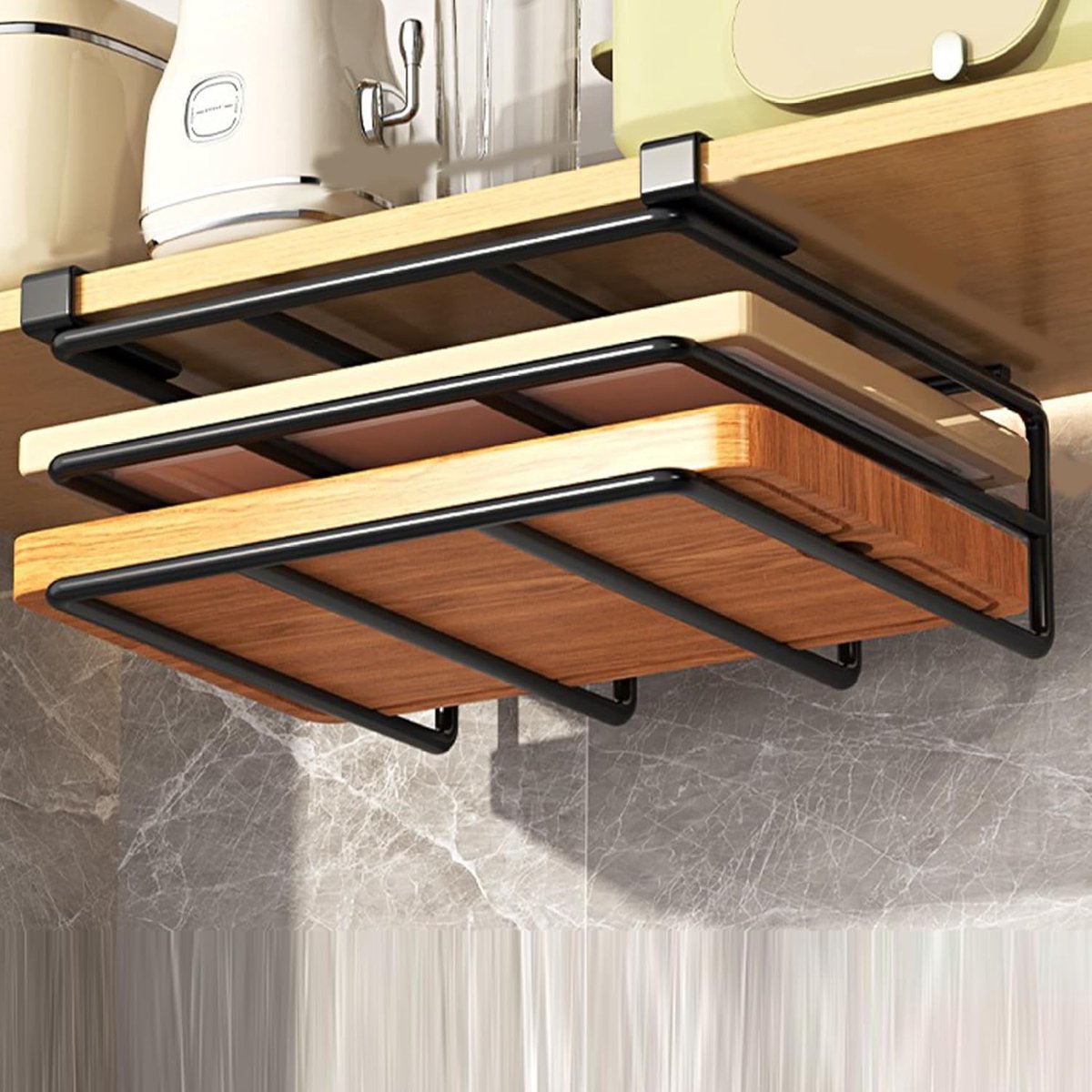Snijplank Houder - Keuken Organizer - Kast Deur - Krasvrij Ontwerp - 26.5x30x6cm - Zwart