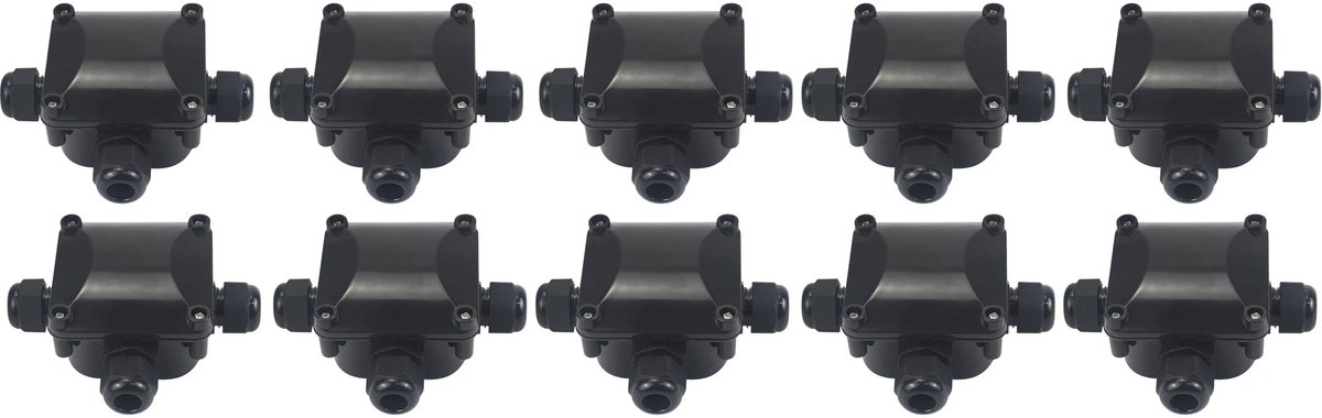 10 stuks waterdichte zwarte IP68 kunststof kabelwartels voor elektrische 3-kabels