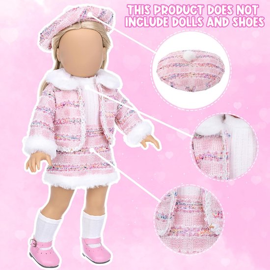 Poppenkleding Set - Pop Pyjama - Poppen Aankleden - Inclusief Accessoires - 18 Inch Poppen - Stijl 1 van Merkloos — afbeelding 4