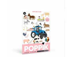 Poppik Educatieve mini stickerposter - Boerderij - 27 herbruikbare stickers