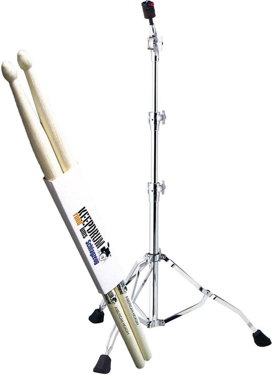 Cymbal Stand - Bekkenstandaard - Muziek Optredens - Dubbele Constructie - 28.6mm Buizen - Zilver