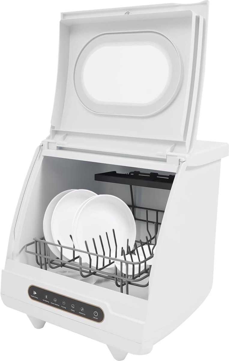Compacte Vaatwasser Tafelmodel Apparaat Snel Afwassen Waterreservoir Ingebouwd 45x45x43 cm Wit