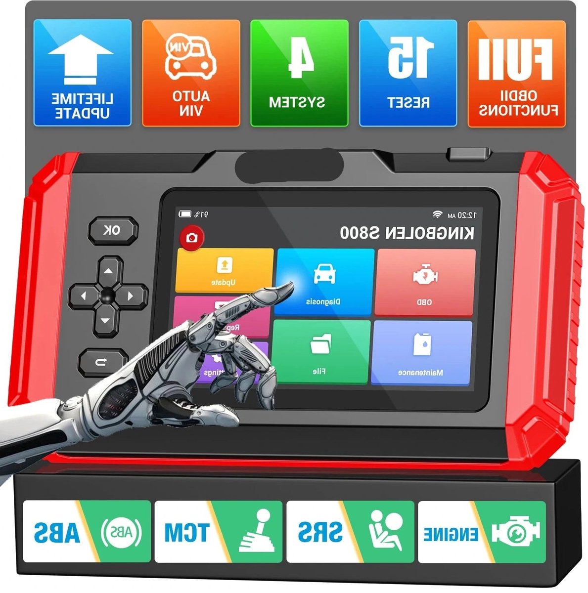 OBD2 Scanner – Autodiagnose Tool – Foutcode Lezer – Voertuigscanner – Diagnose Scanner – 5-Inch Hd Touchscreen – Wifi Updates