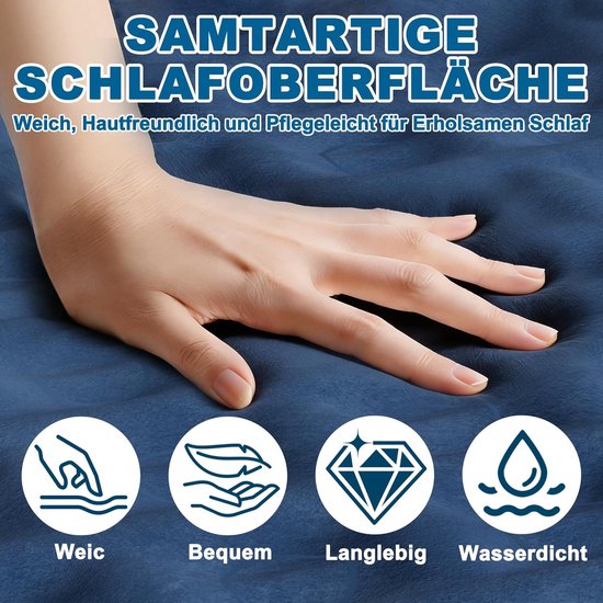 Opblaasbaar Luchtbed - Kampeer Matras Logeerbed - Snel Opgeblazen - Geïntegreerde Pomp - 203 x 152 cm - Donkerblauw — afbeelding 3