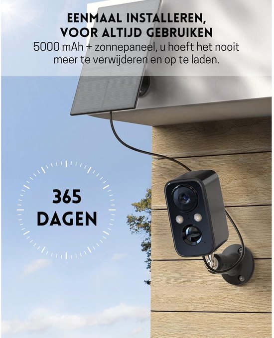 StayPowered Bewakingscamera - 2-Pack - Altijd Beveiligd met Zonne-energie - 1080p HD - Gekleurd Nachtzicht - 5000mAh Accu - PIR Persoonsherkenning - 2-Weg Audio - IP66 Weerbestendig - Voor Binnen en Buiten - Zwart - Levering Sneller dan Aangegeven! van StayPowered — afbeelding 3