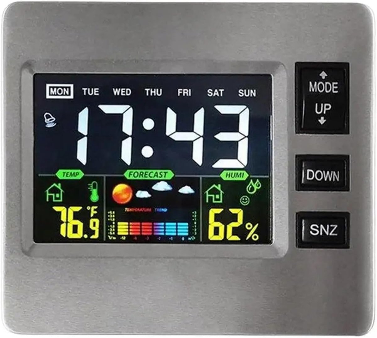 Digitaal Weerstation - Slimme Klok - Thuis Gebruik - Spraak & Touch Bediening - 8.6x7.7x2.3 cm - Wit