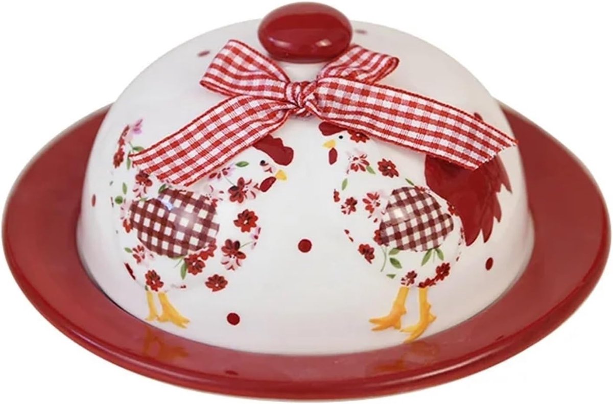 Botervloot Keramiek - Boterdoos Deksel - Keuken Bakken - Boter Zacht Houden - Rood
