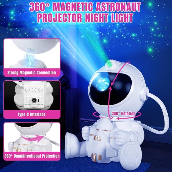Sterrenhemel Projector - Nachtlampje Kinderen - Kamer Decoratie - 360 Graden Draaiing - 14 x 11.8 cm - Wit — afbeelding 3