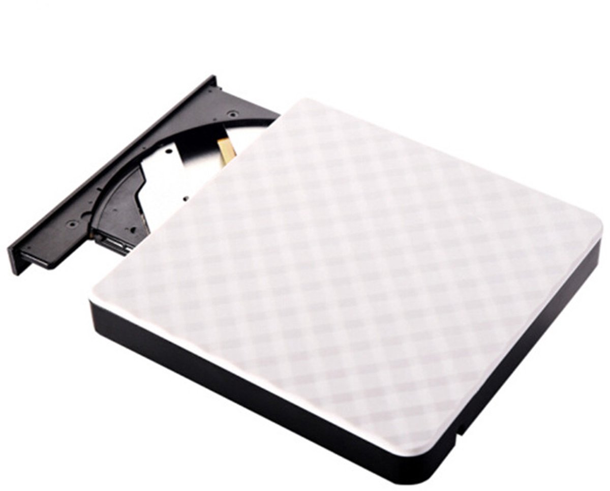 Externe USB 3.0 dvd-brander, hoge snelheid, geschikt voor pc's en laptops, wit.