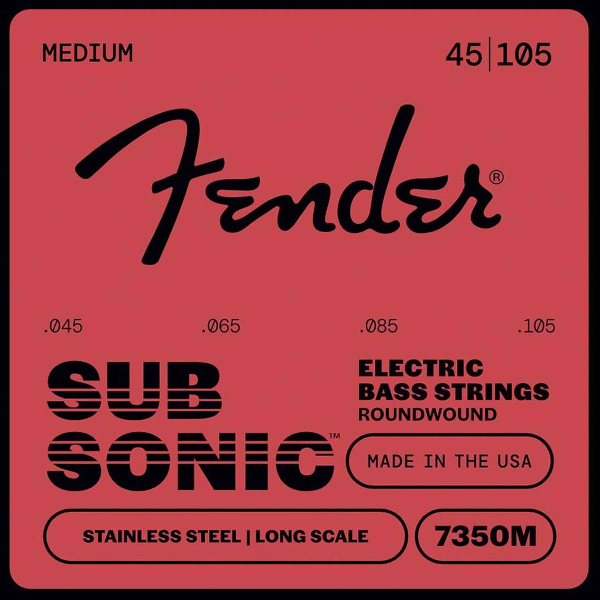 Fender 7350M SubSonic Bassnaren Stainless Steel Roundwound Long Scale Medium (045-105)