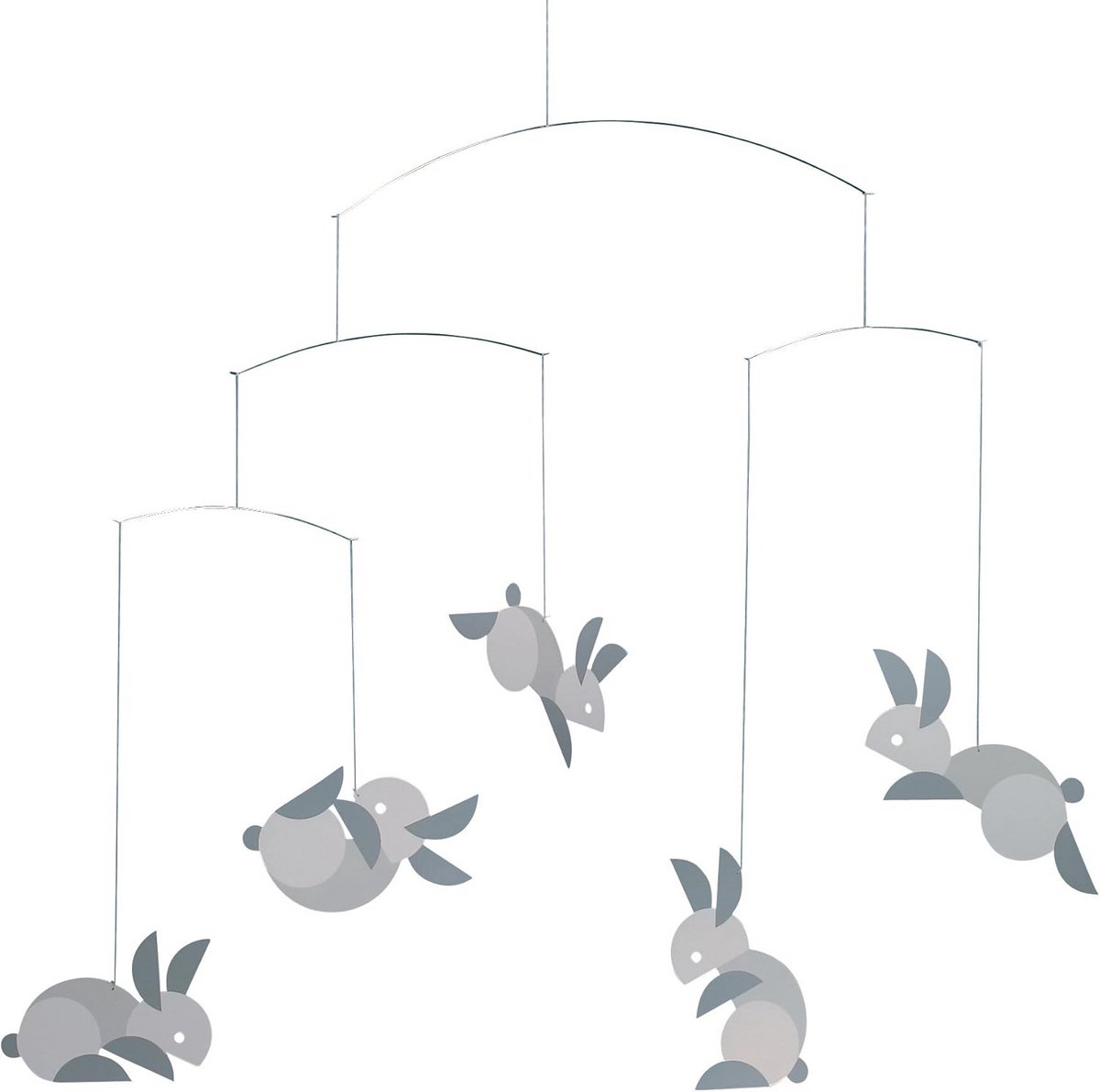 Baby Mobiel - Wiegdecoratie Kinderkamer - Babykamer Inrichten - Handgemaakt Design - 50x54cm - Grijs Wit