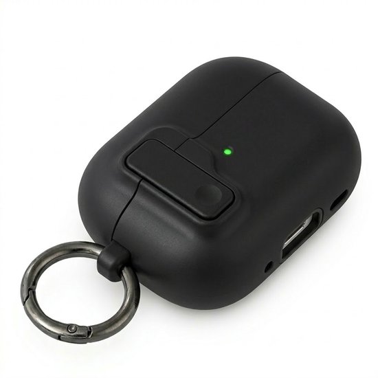Luxe beschermhoes voor AirPods Pro 3 – Minimalistisch design met sleutelring (Zwart)
