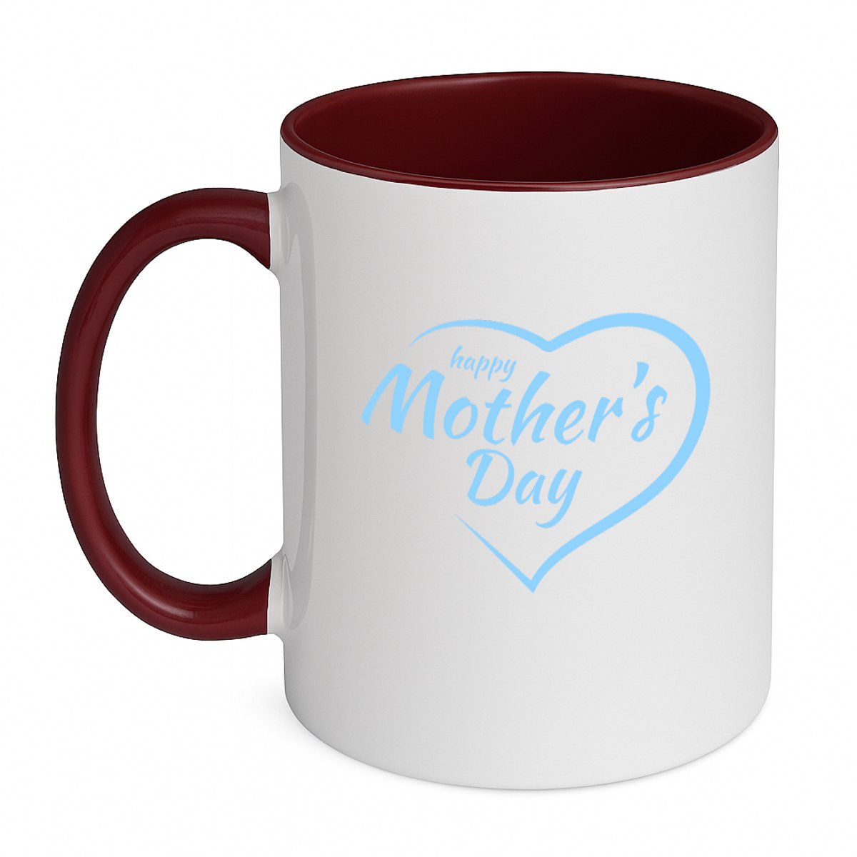 Hacebo® - Happy mothers day in blauw hart koffiebeker bordeaux - Moeder - Happy mother - thee mok - koffie beker - moederdag cadeautje - Cadeau voor mama - Verjaardag - Geschenk - Cadeau - Gift - koffiemok - 350 ML inhoud