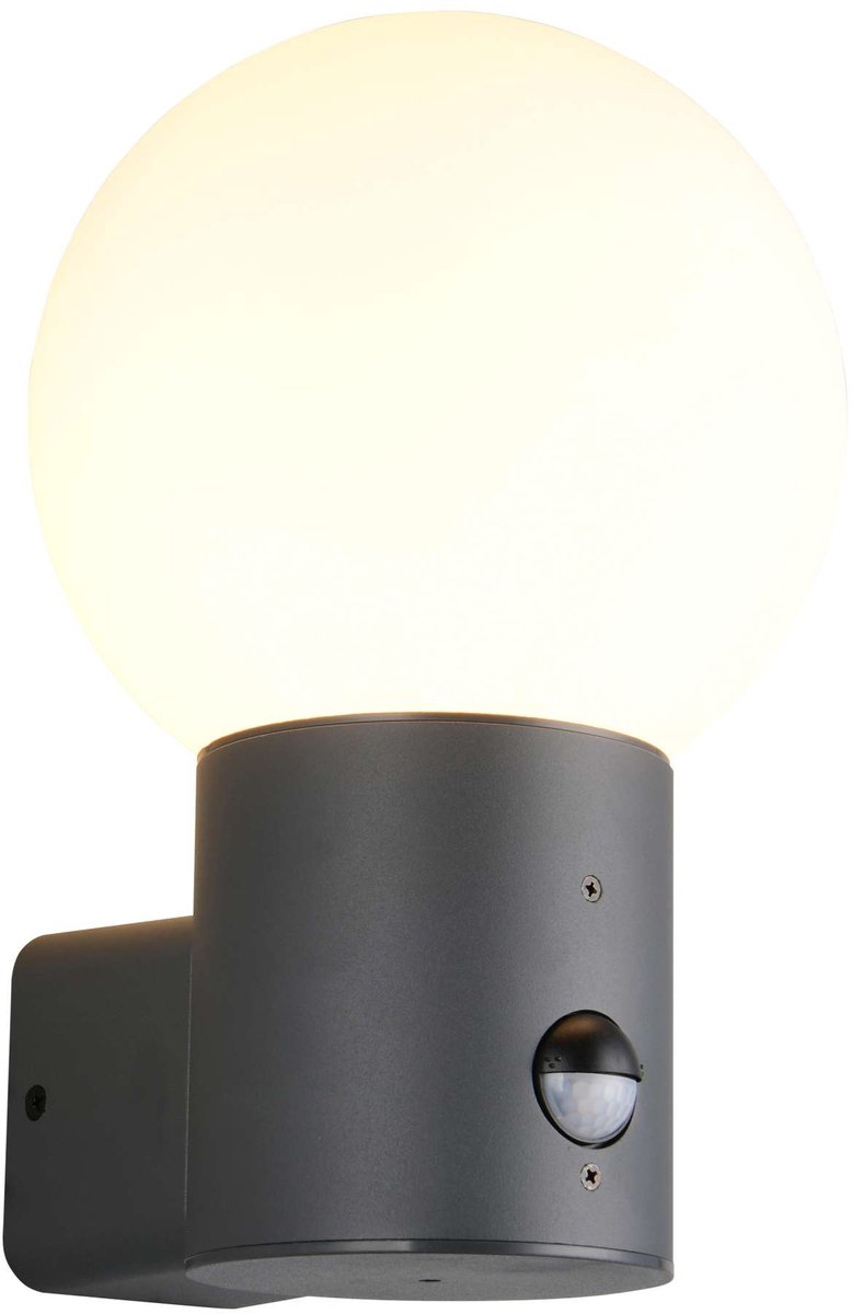 Trio MURES - Wandlamp - Antraciet - excl. 1x E27 4 W - Bewegingssensor - Wandmontage - Buitenverlichting - IP44