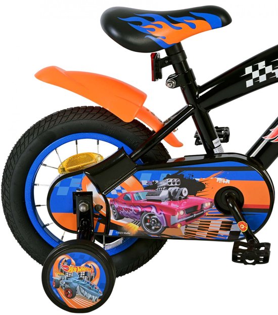 Hot Wheels Kinderfiets - Jongens - 12 inch - Zwart Oranje Blauw - Twee handremmen van Hot Wheels — afbeelding 3