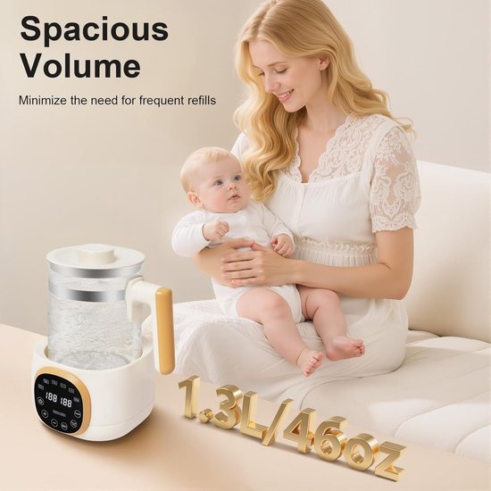 Baby Fles Verwarmer - Melk Bereider - Voeding Warm Houden - Instelbare Temperatuur - 1.3 Liter - Wit — afbeelding 4