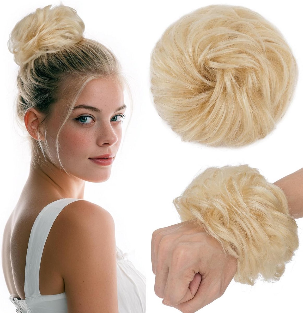 Haarstuk Krullen - Kapsel Opzetstuk - Directe Volume - 100% Echt Haar - 25g - Blond