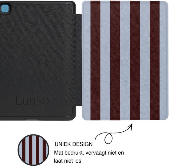 Lunso Geschikt voor Kobo Aura Edition 2 hoesje (6 inch) - Vegan Saffiano Leren Sleep Cover - Burgundy van Lunso — afbeelding 5