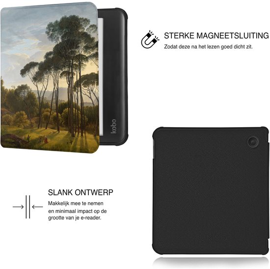 Lunso Geschikt voor Kobo Libra Colour hoesje (7 inch) - Vegan Saffiano Leren Sleep Cover - Italian Landscape van Merkloos — afbeelding 5