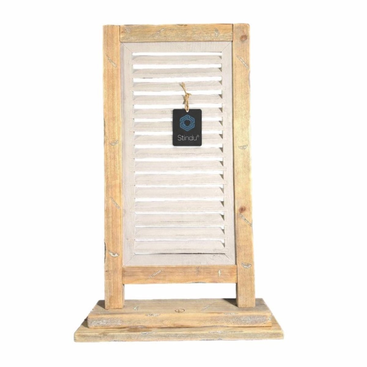 Raamscherm hout 71 cm – Houten shutter single naturel | Raamluik vensterbank landelijk old dutch