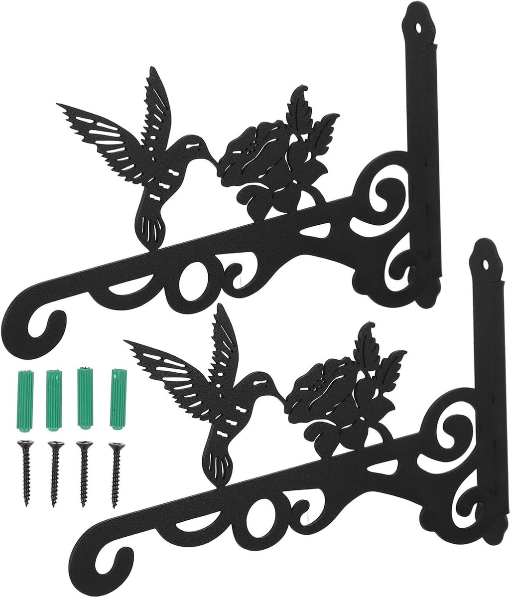 Metalen Wandhaken - Plantenhaken Beugels - Buiten Decoratie - Weerbestendig Ijzer - 25x15cm - Zwart