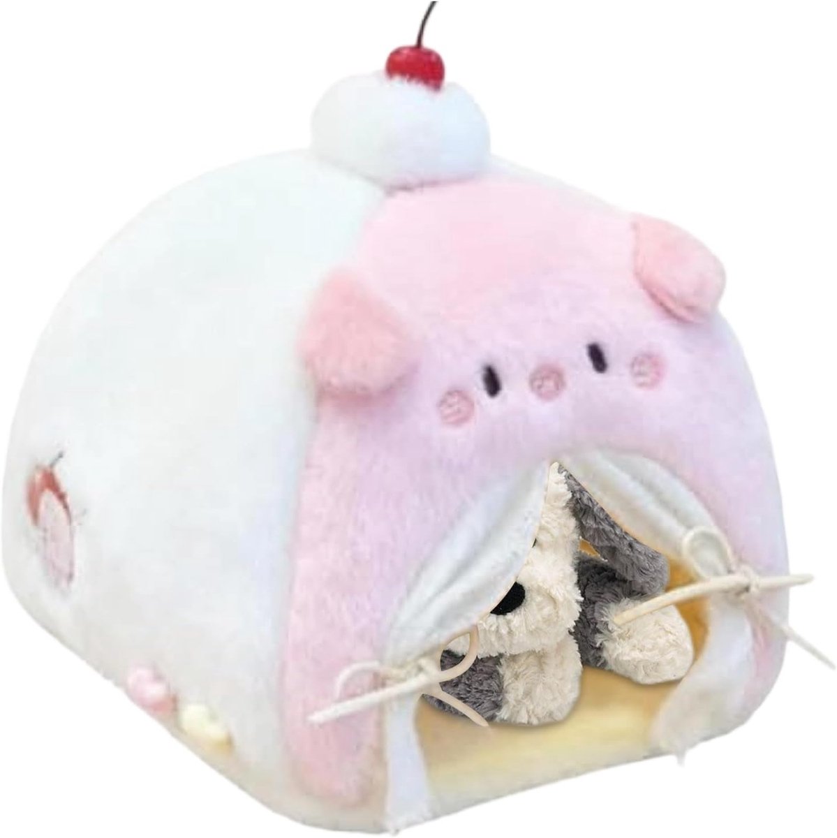 Poppenbed Tent - Miniatuur Meubel - Fantasiespel Kinderkamer - Zacht Pluche Katoen - 20x10x5 cm - Varken