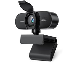 CLVP® Webcam voor PC – Ruisvrije Microfoon – Laptop Webcam USB – Zwart