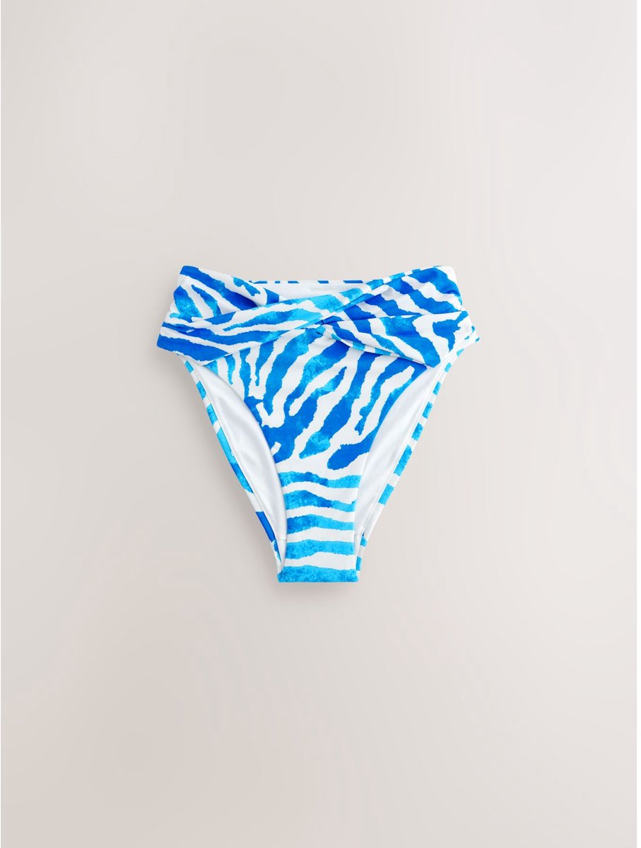 Next Dames - Bikinislip met hoge taille en hoge beenuitsnijding - Dierenprint blauw/white zebra