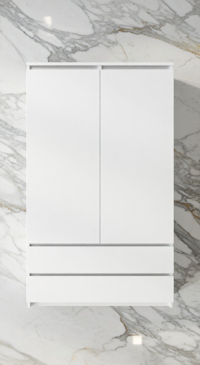 Elegante Multifunctionele Kledingkast 180 cm | 2 Laden, 4 Planken & Kledingstang | Witte Opbergkast voor Slaapkamer, Hal, Kinderkamer & Woonkamer,House&Garden