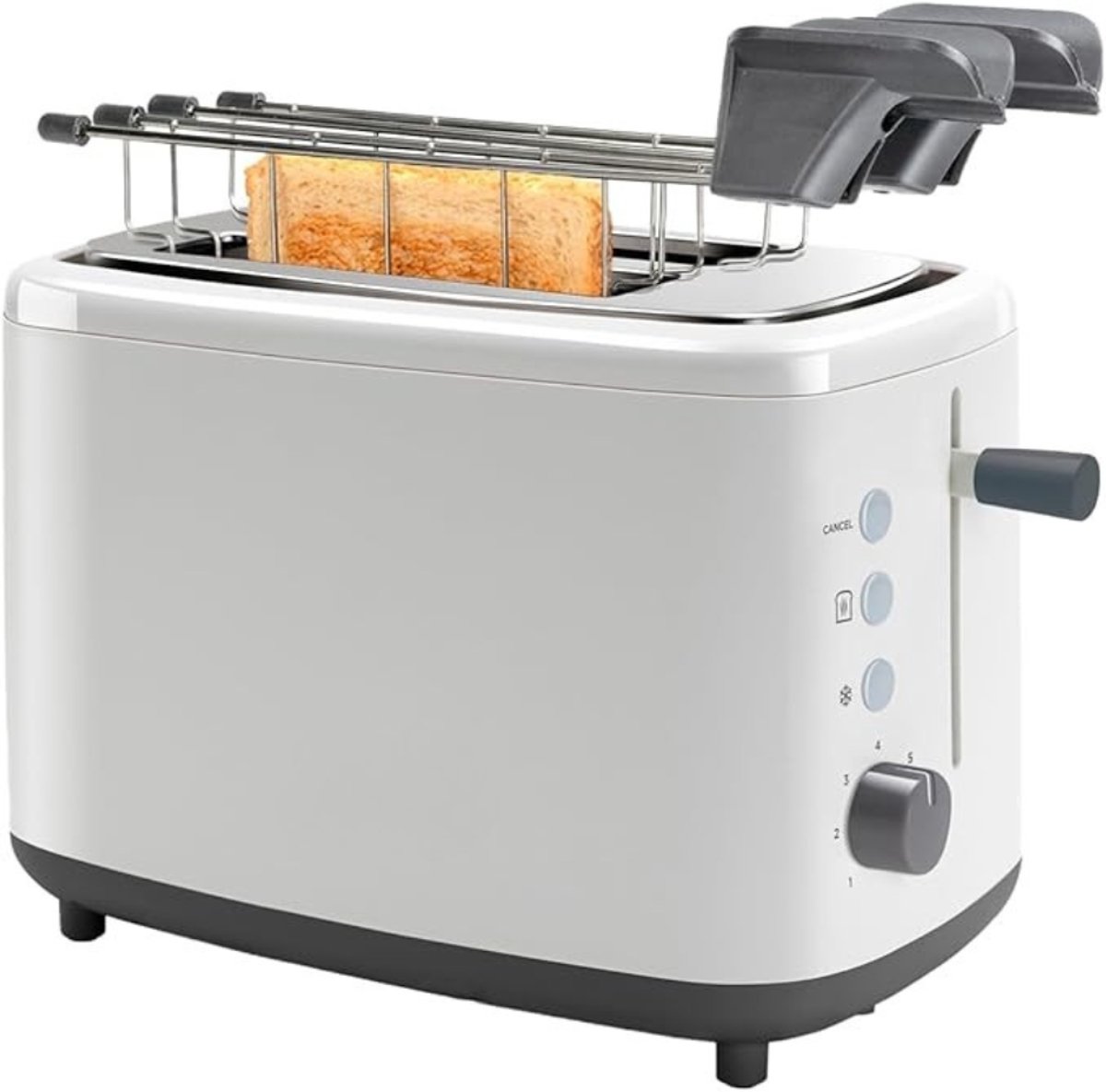 Verte Broodrooster met Tostiklemmen - Broodrooster - 2 Sleuven - Automatische Centrering - 7 Bruiningsstanden - 3 Verwarmingselementen van Mica - 3 Functies - Uitneembare Kruimellade - Roestvrij Staal - 900 W - Wit