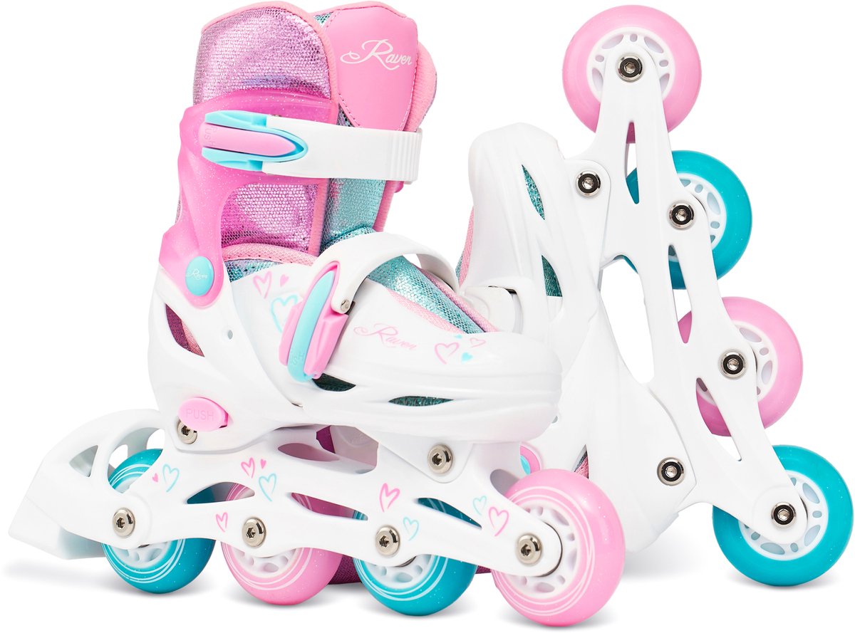 RAVEN Loret Glitter Verstelbare Skeelers Lichtgevende Wielen LED 27-30 /Mintgroen Wit