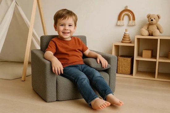 Opvouwbare Kinderstoel, Zachte Zitplaats voor Kinderen, Ideaal voor Speelkamers en Woonkamers, grafiet van Merkloos — afbeelding 5