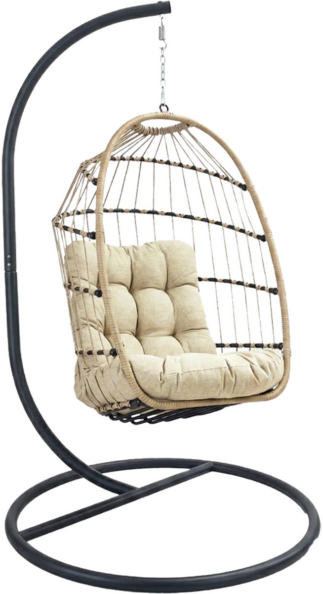 Hangstoel Malta | Sand/Black | Rope & staal