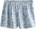 Korte blauwe pyjamabroek met all-over witte bloemenprint.
