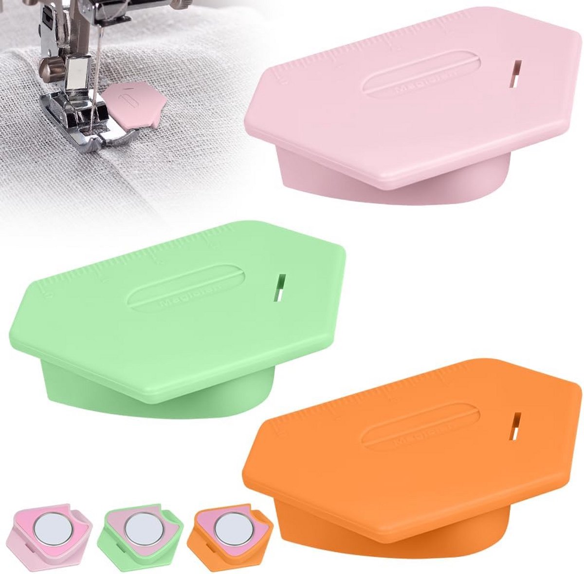 Magnetische Naadgeleider - Zoom Hulpstuk - Precisie Naaien - Universeel Verstelbaar - 3 Stuks Set - Multicolor