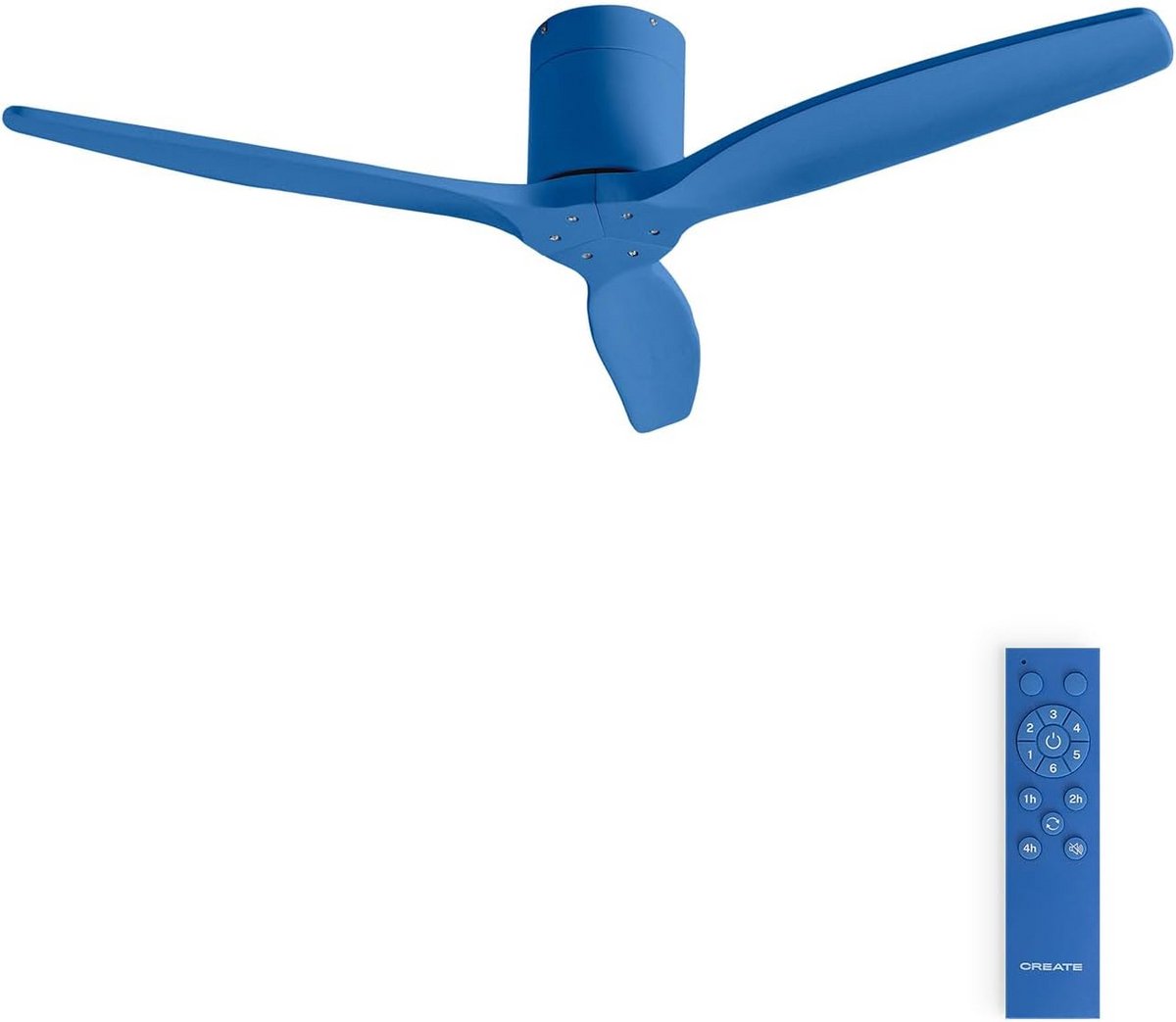 Plafondventilator - Ventilator met licht - Zomer en winter - Stille DC-motor - 132 cm diameter - Kobaltblauw – foto 6