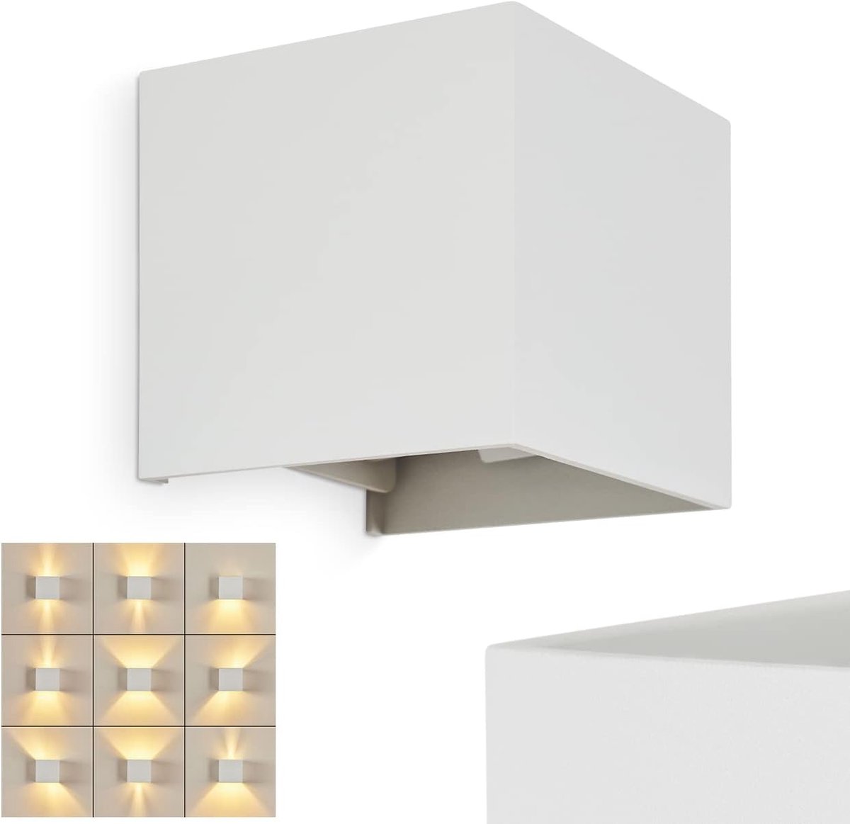 Moderne Wandlamp - Hoekige Lamp - Binnenverlichting - Verstelbare kap - 10x10x10 cm - Wit