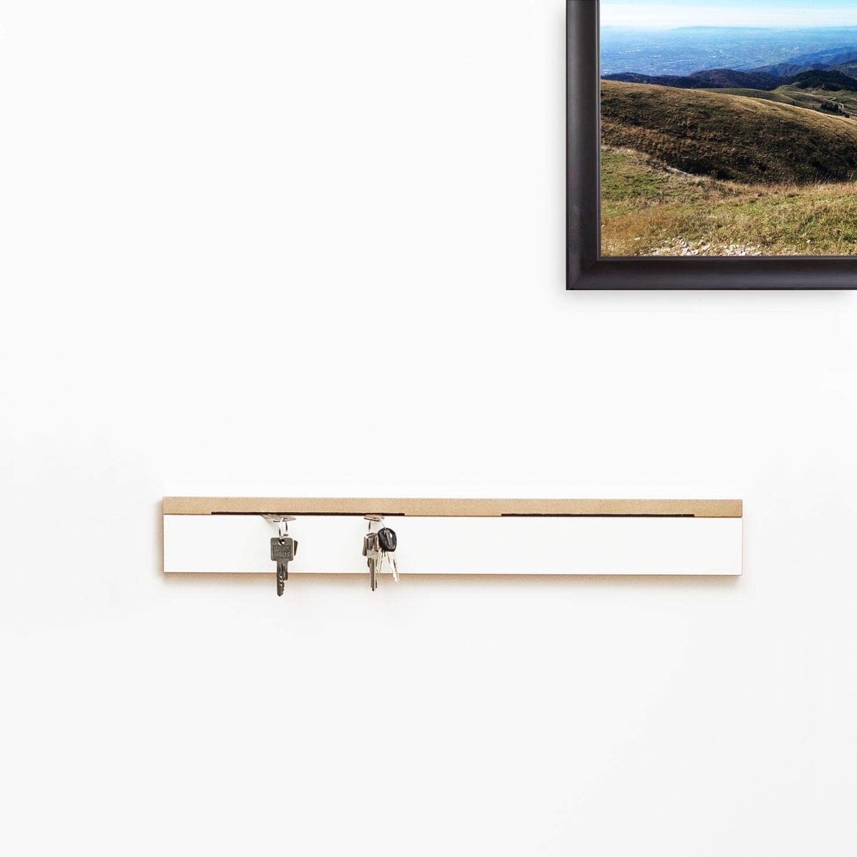 Houten Sleutelrek - Wandpaneel Garderobe - Sleutels Ophangen - Modulair Systeem - 60 x 8 c