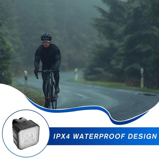 Fietsverlichting – USB-C Oplaadbaar Voor- of Achterlicht – Waterdicht – Hoge Lichtsterkte – 3 Modi – 3,5 x 3,5 cm – Veiligheidsaccessoire voor Nachtritten – Draagbaar Fietslampje met Bevestigingsband – Zwart — afbeelding 4