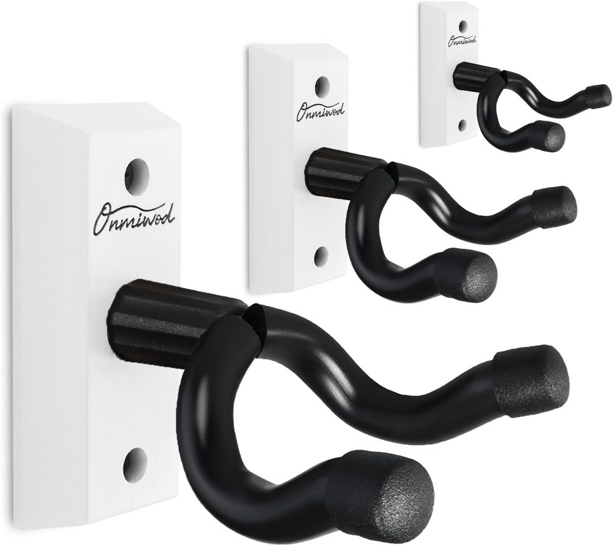 Gitaar Muursteun - Gitaar Hanger - Instrument Ophangen - Antislip U-vorm - 3 Pack - Wit Hardhout