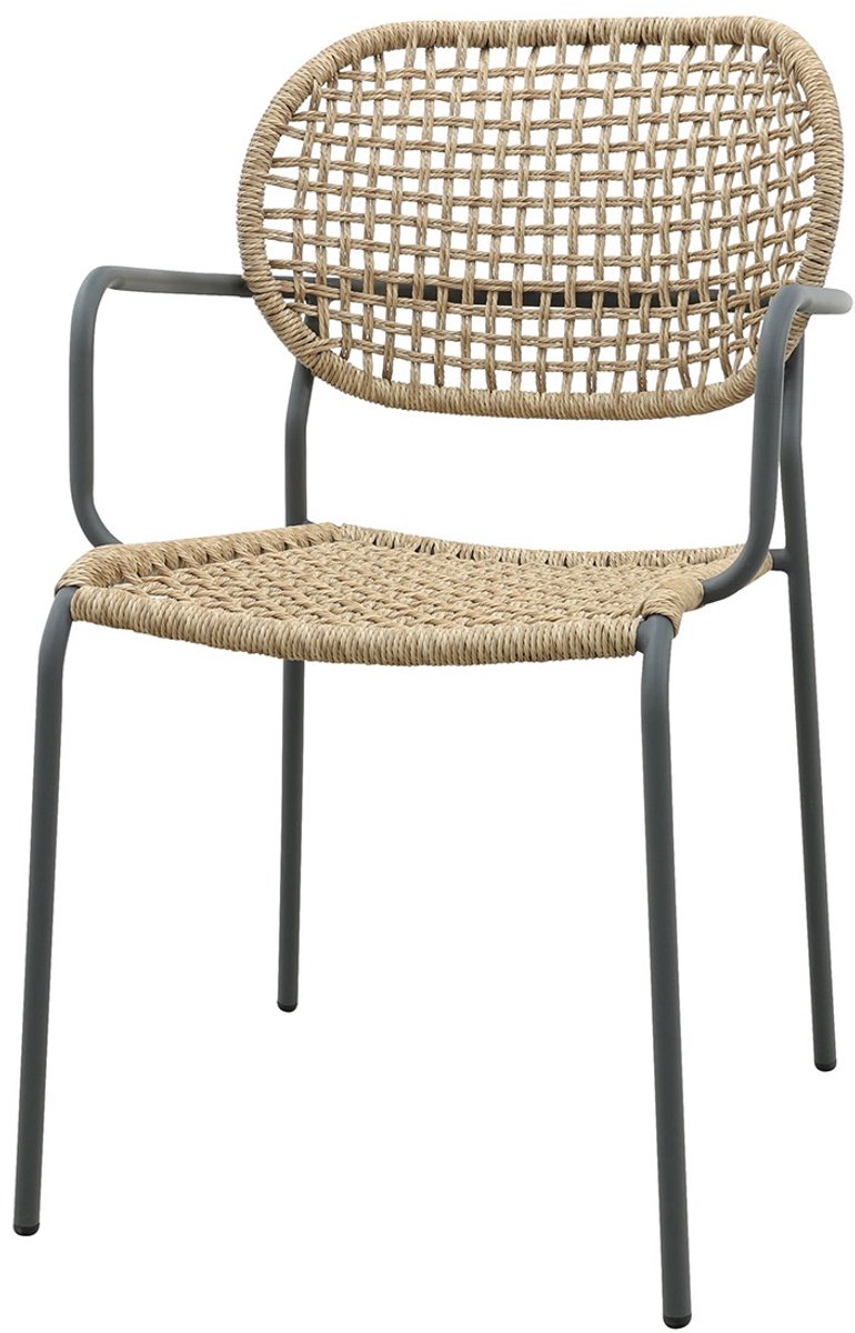 Noa stapelbare naturel wicker dining tuinstoel - Antraciet