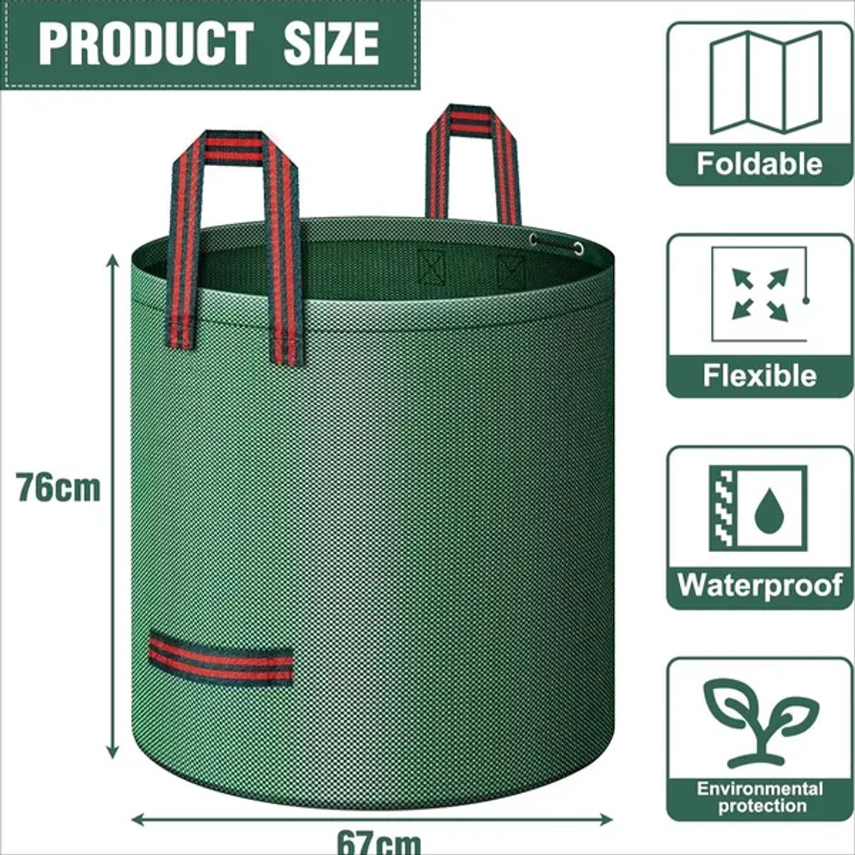 Tuinafvalzakken XXL – Set van 4 – 4x 272 L – Sterk & Opvouwbaar – Voor Tuinafval, Bladeren & Gras – Groen