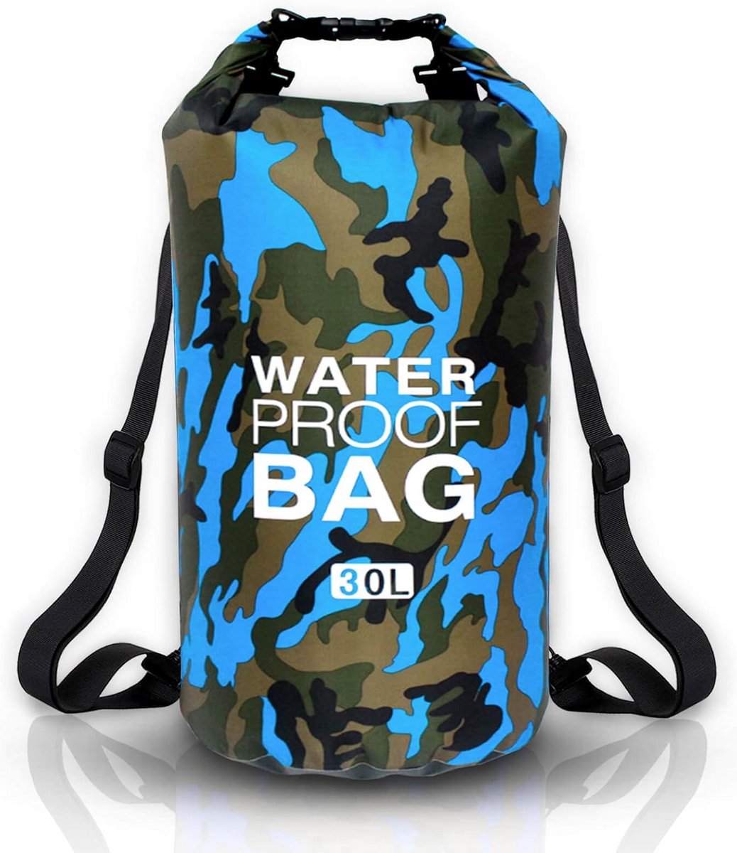 Waterdichte Dry Bag - Outdoor Tas Rugzak - Water Sporten - Verstelbare Schouderband - 10 20 30 Liter - Lichtblauw – productfoto 1 van Bol.com