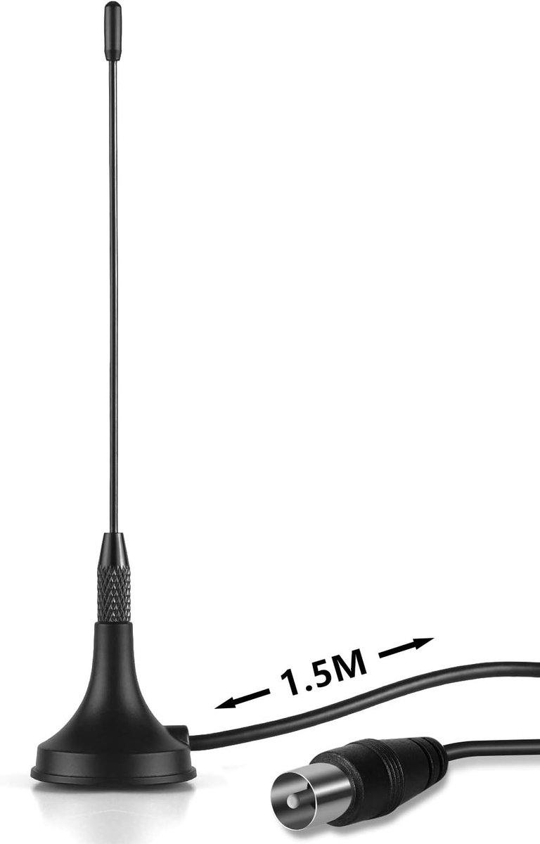 Draagbare TV Antenne - Digitale Ontvanger - Kanalen Ontvangen - Magnetische Voet - 1.5m Kabel