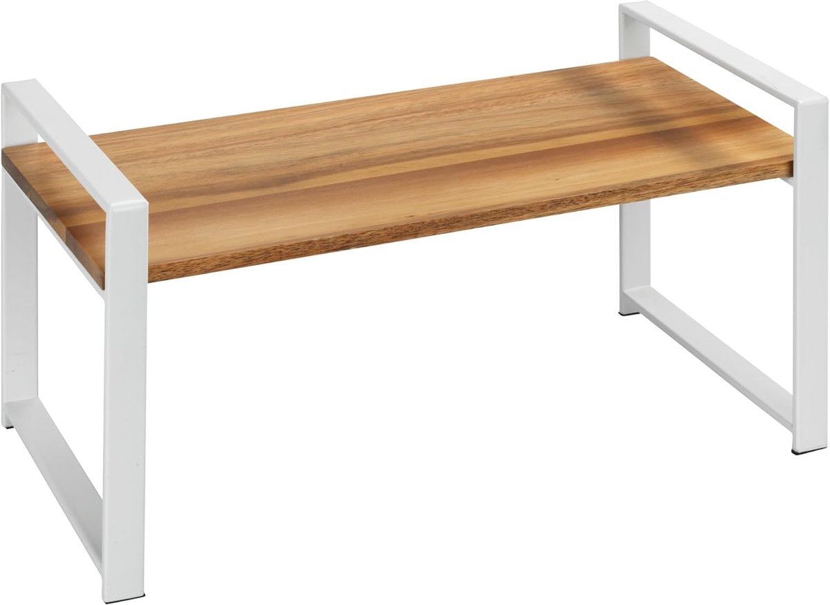 Keukenplank - Werkblad Organizer - Extra Opbergruimte - Hout en Metaal - 40x20x20 cm - Wit
