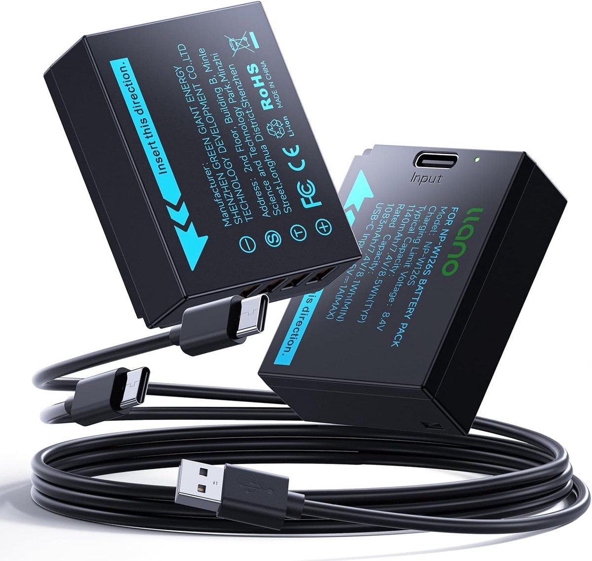 Camera Accu Set - Reserve Batterij - Foto Opnames - USB-C Direct Laden - 1140mAh Capaciteit