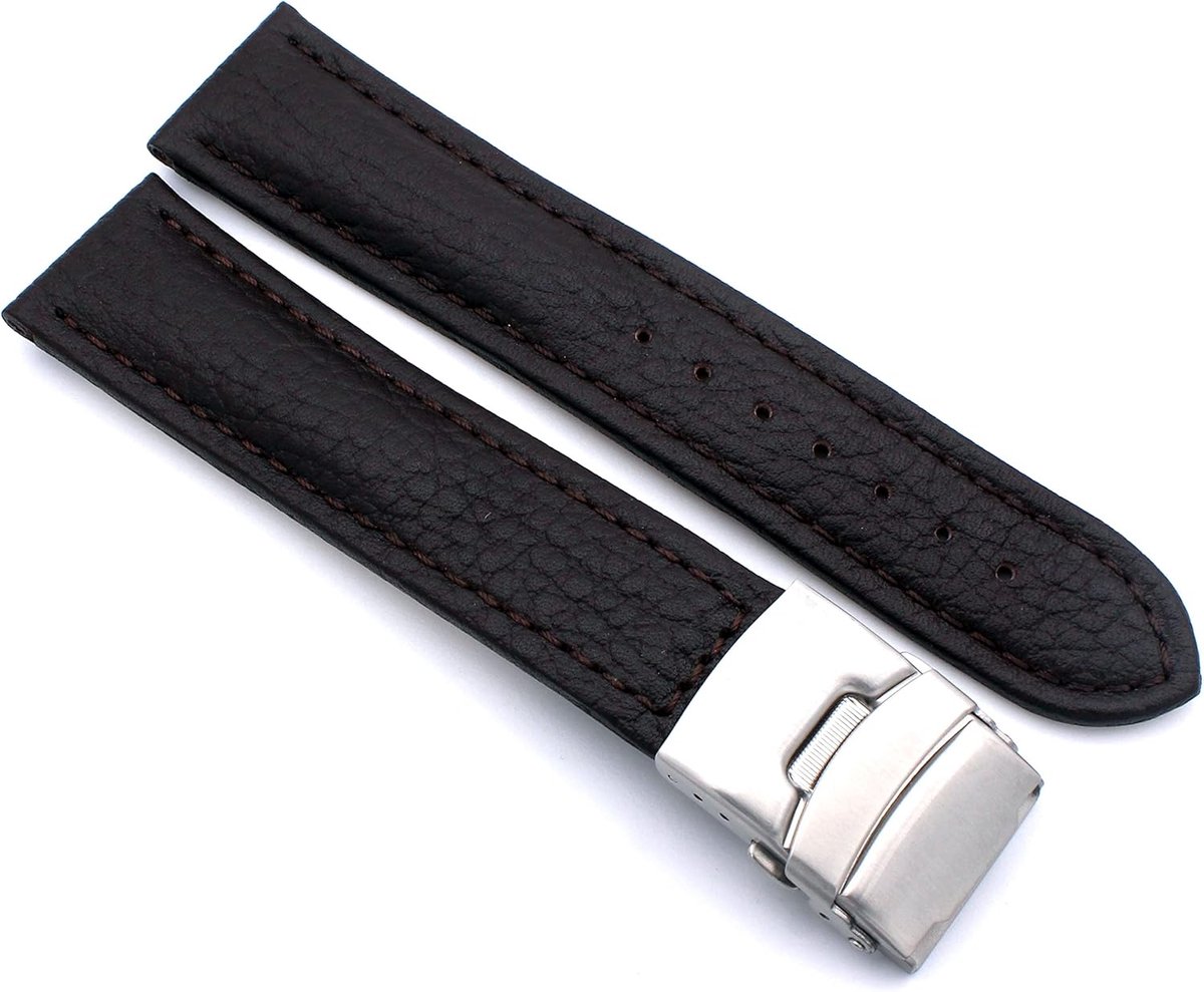 Horlogeband Leer - Vervangende Band - Dagelijks Gebruik - Roestvrijstalen Vouwsluiting - 24mm Bandaanslag